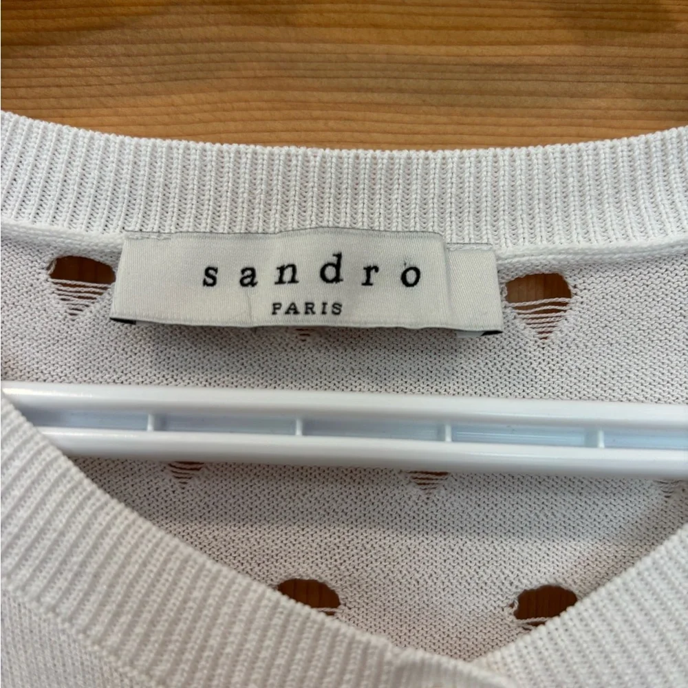 Sandro White Open-Knit Button Cardigan - Picture 2 of 5